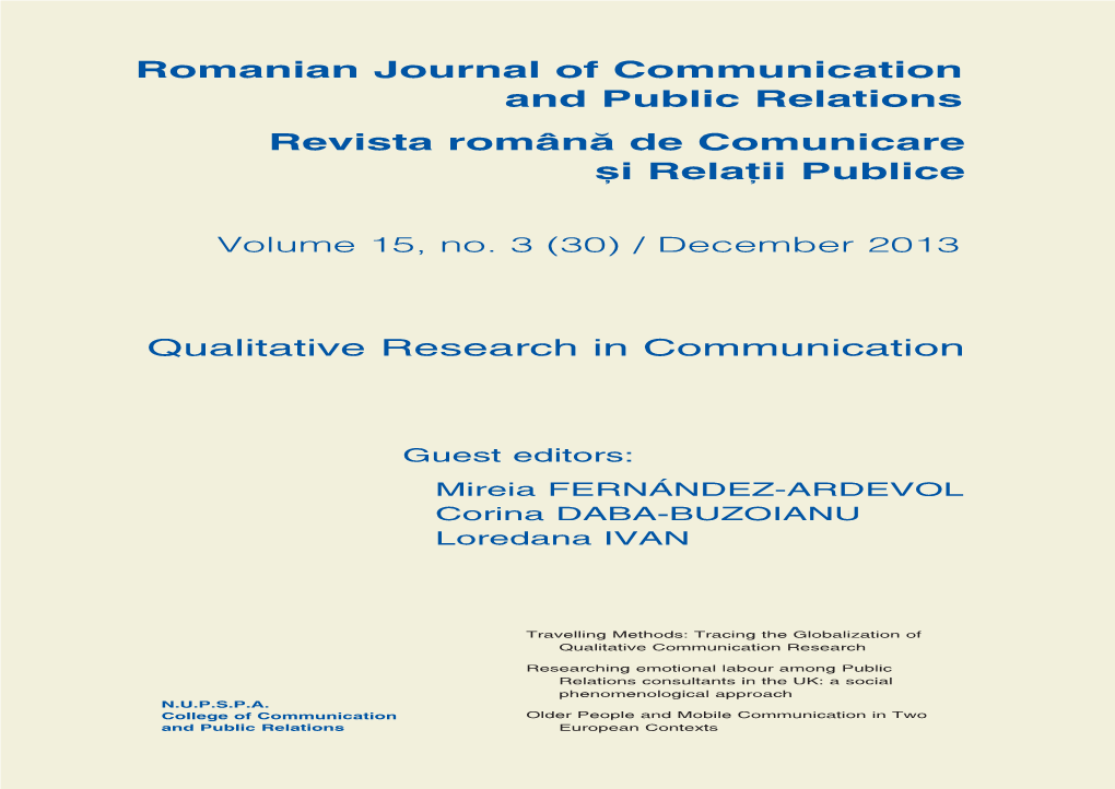 Romanian Journal of Communication and Public Relations Revista