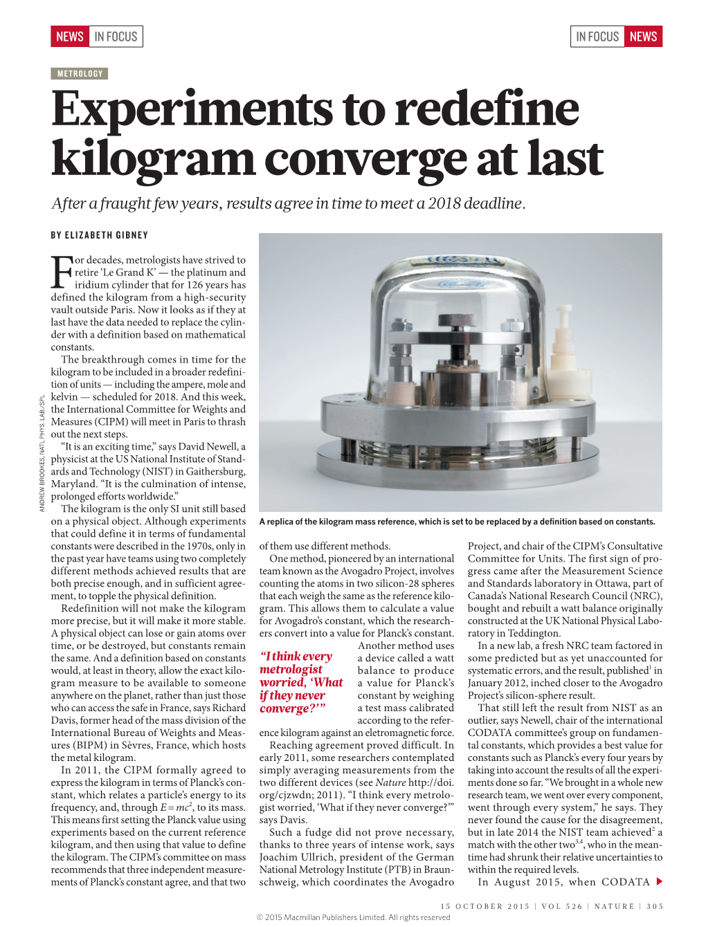 Experiments to Redefine Kilogram Converge at Last After a Fraught Few Years, Results Agree in Time to Meet a 2018 Deadline