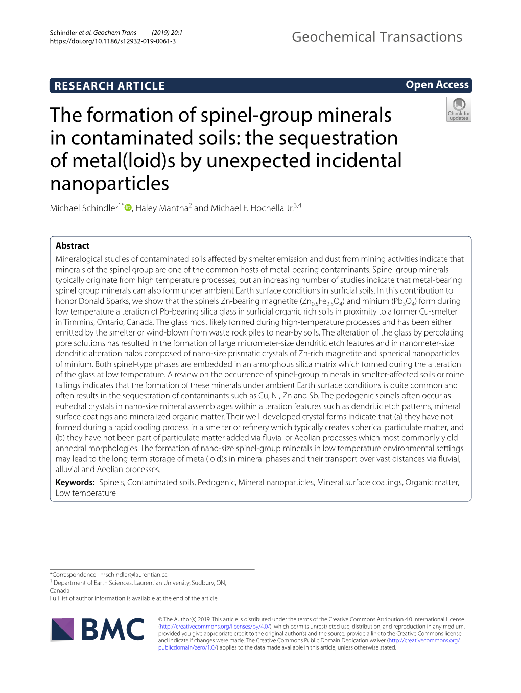 The Formation of Spinel-Group Minerals in Contaminated Soils