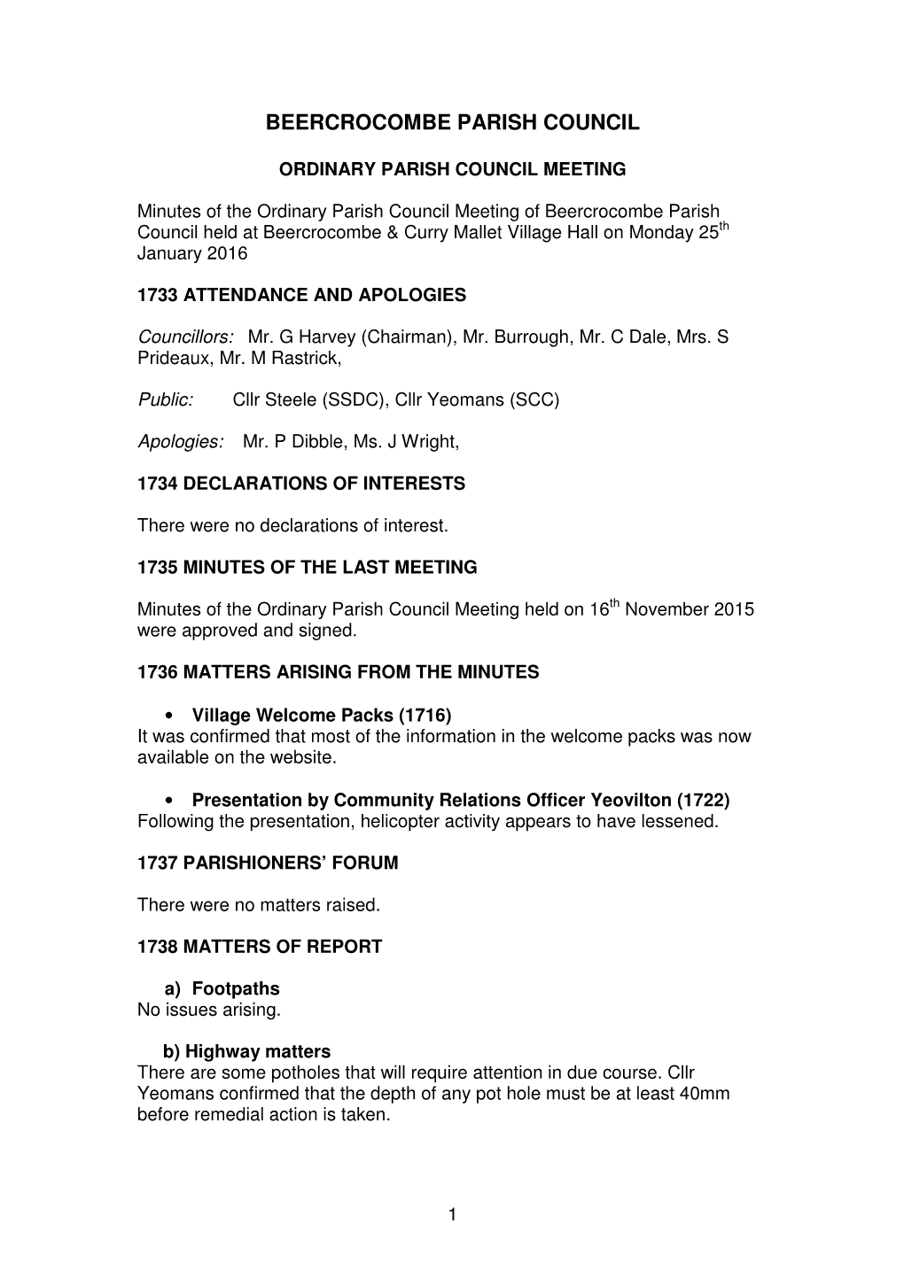 Beercrocombe Parish Council