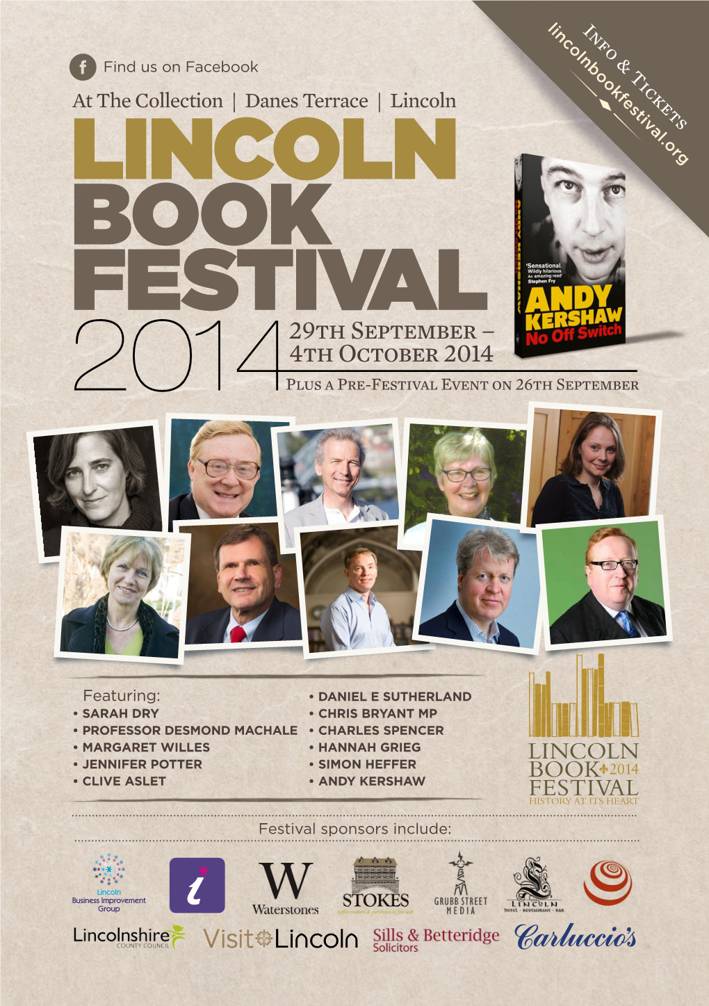 LINCOLN BOOK FESTIVAL 29Th September – 4Th October 2014 Plus a Pre-Festival Event on 26Th September