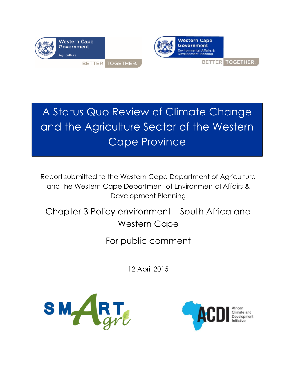 A Status Quo Review of Climate Change and the Agriculture Sector of the Western