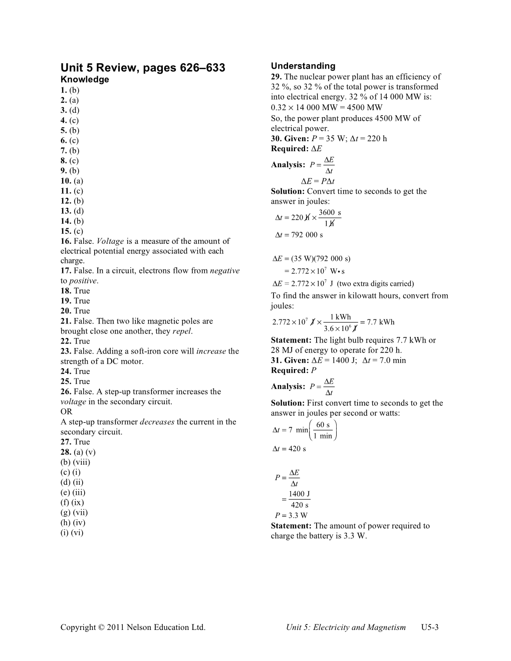 Unit 5 Review, Pages 626–633 Understanding Knowledge 29