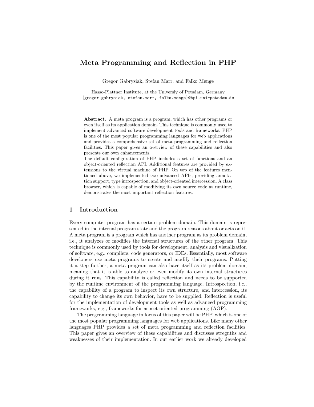 Meta Programming and Reflection In