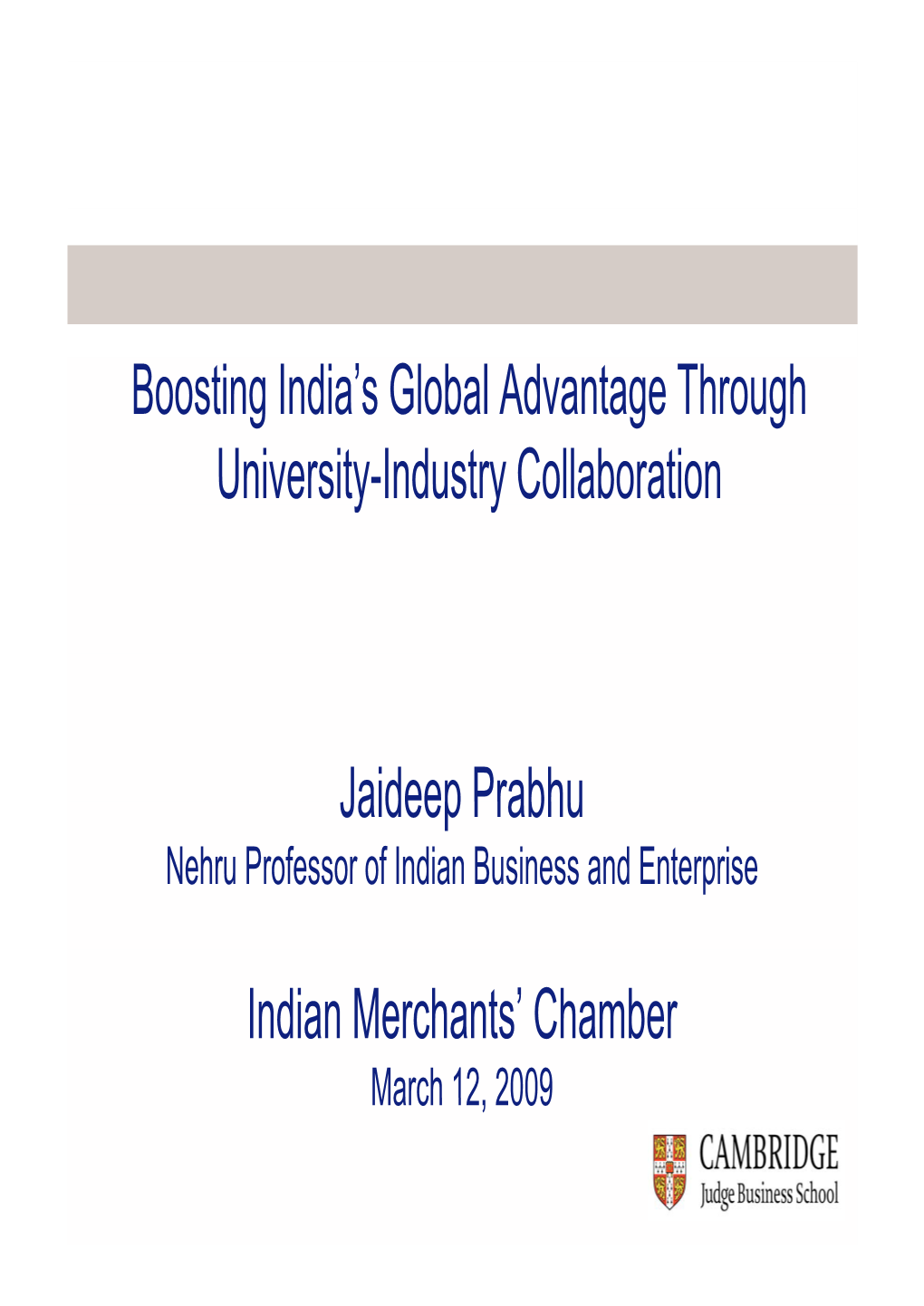 Boosting India's Global Advantage