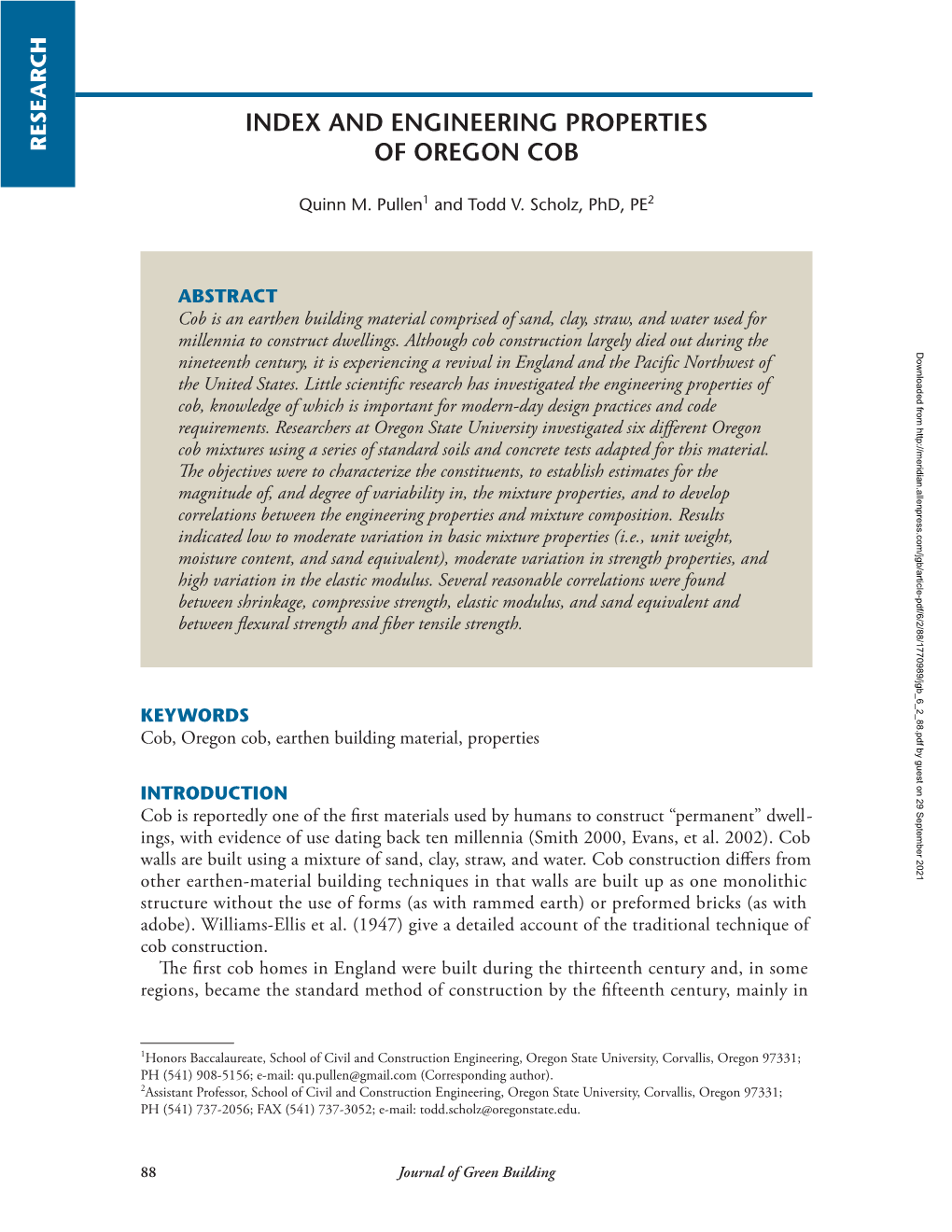 And Engineering Properties of Oregon