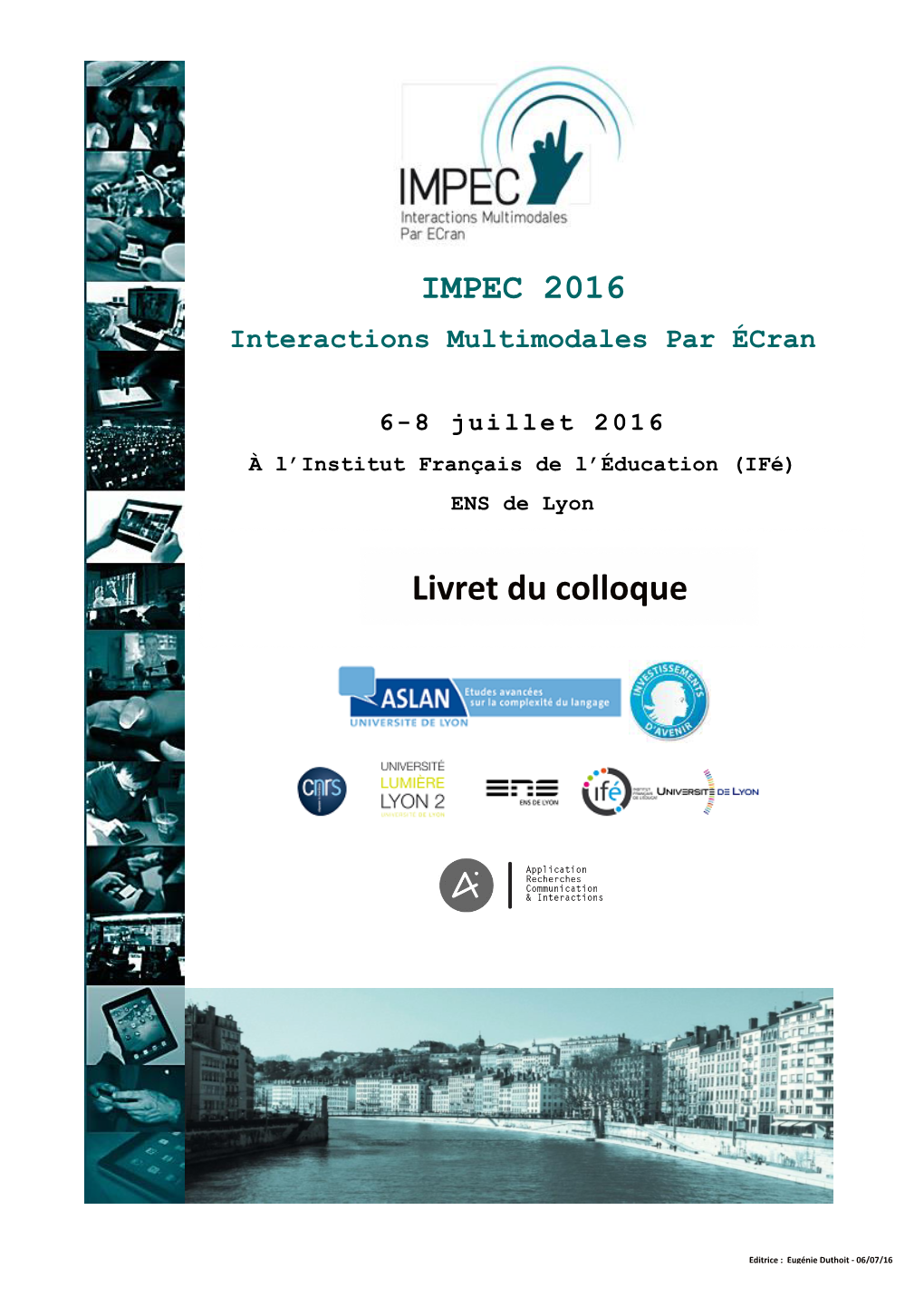 Livret Du Colloque Le Comité D'organisation Du Colloque IMPEC 2016 Remercie Les Partenaires Financiers Pour Leur Soutien