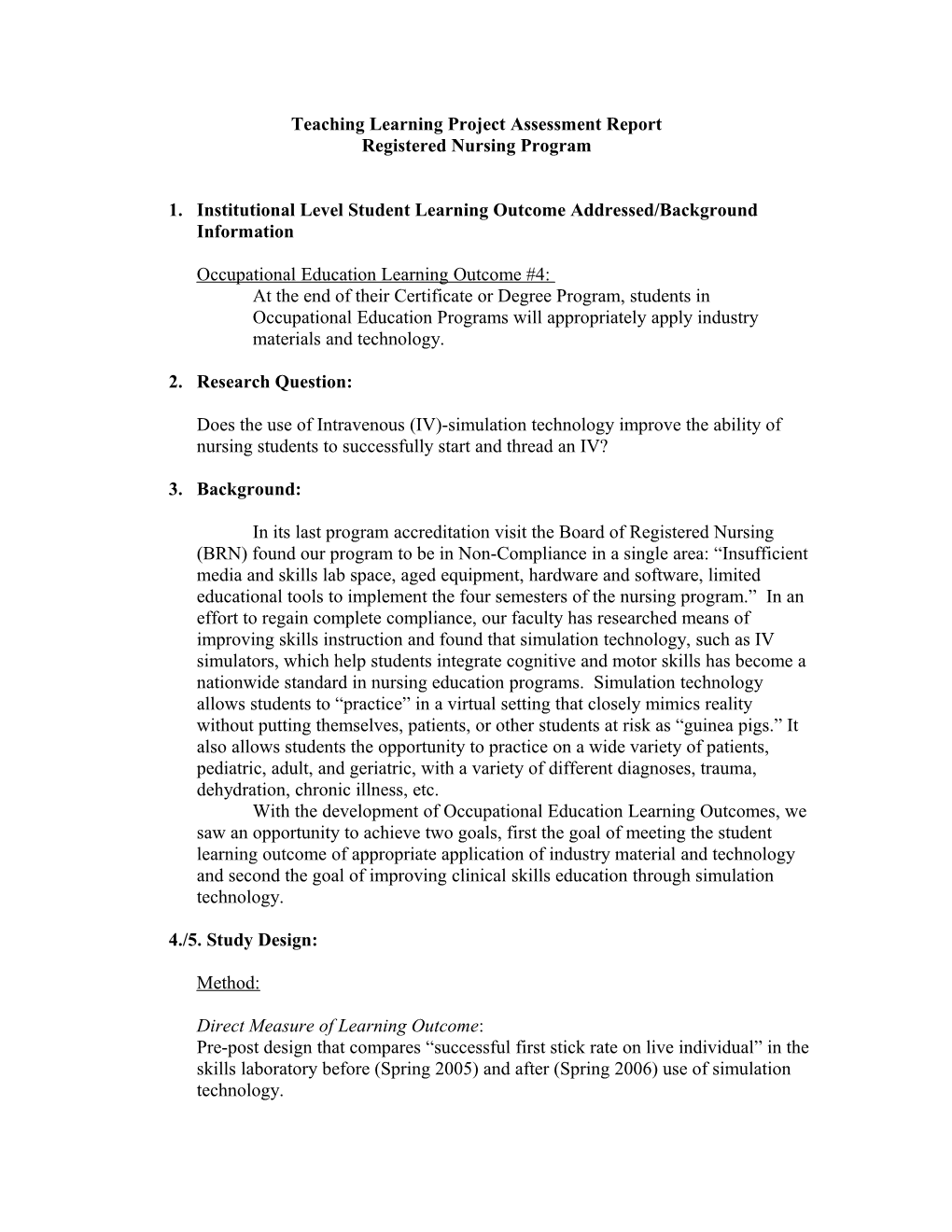 Teaching Learning Project Assessment Report