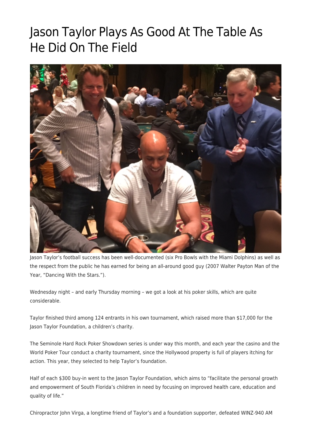 Jason Taylor Plays As Good at the Table As He Did on the Field