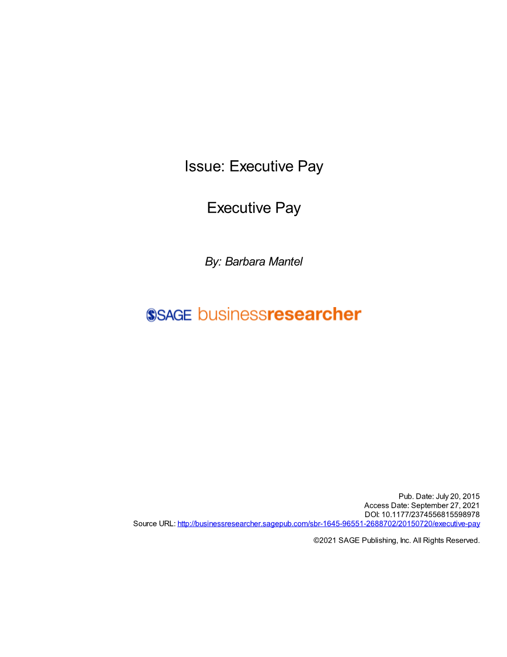 Executive Pay Executive