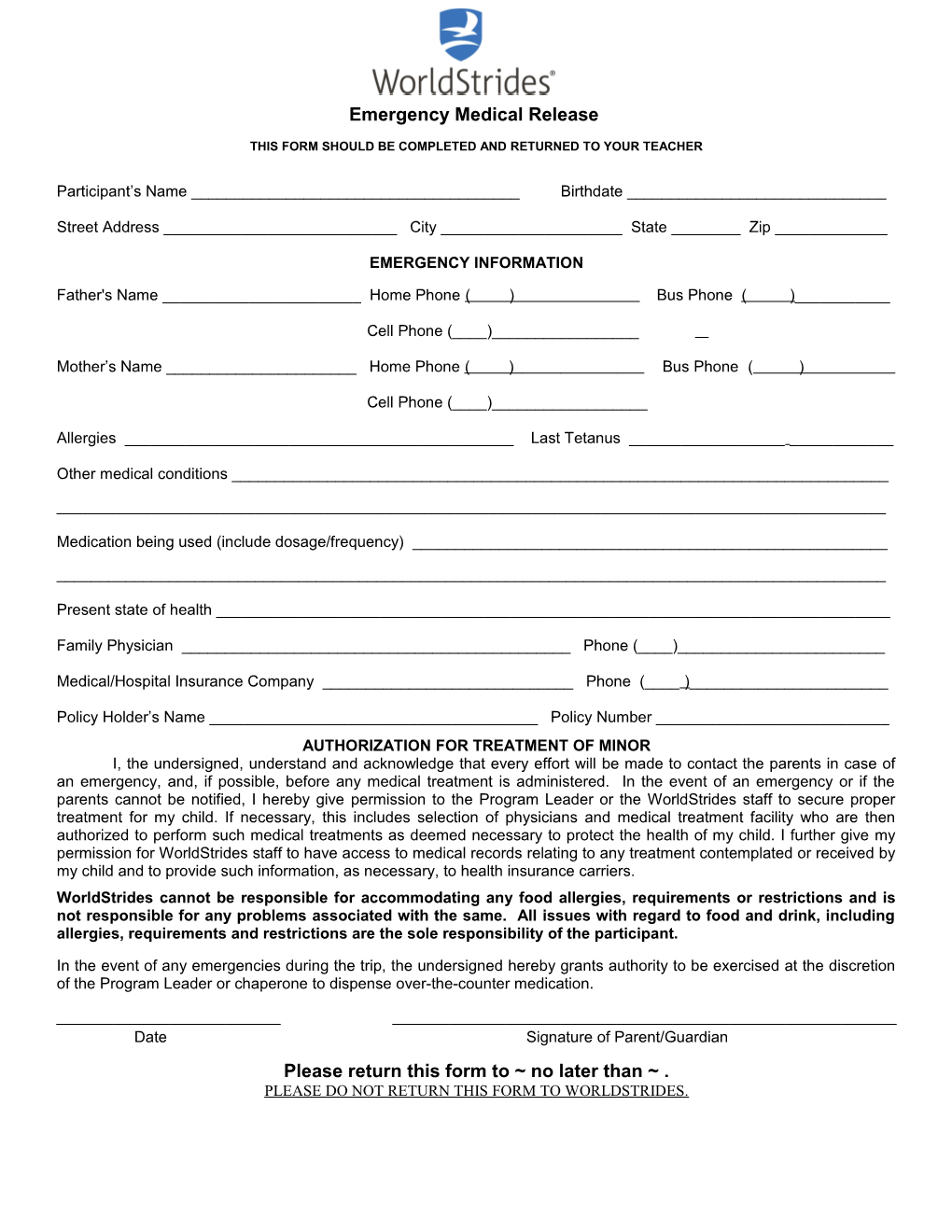 Medical Release Form