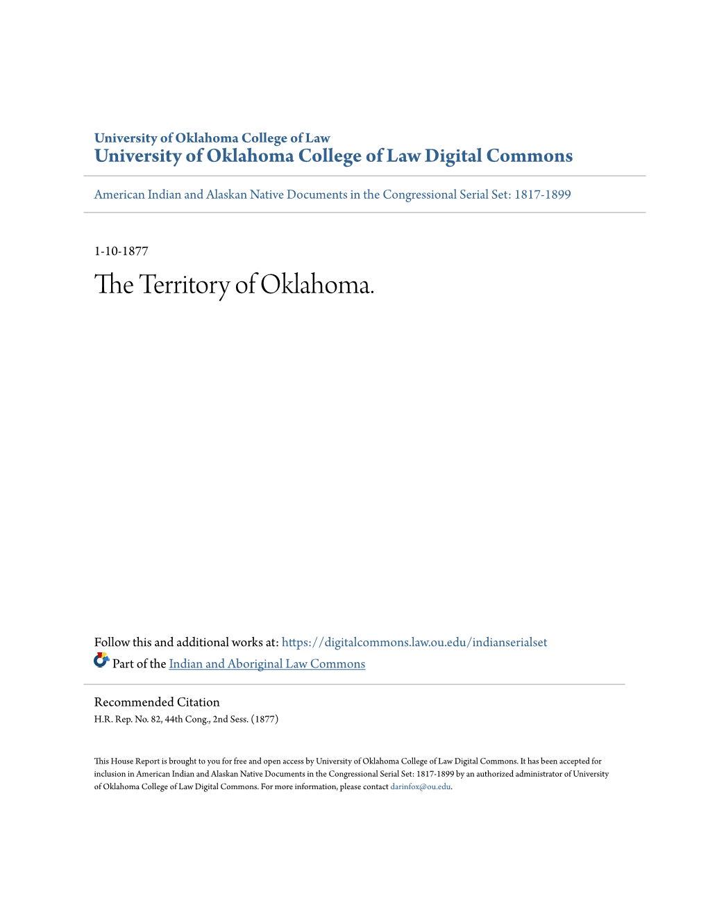 The Territory of Oklahoma