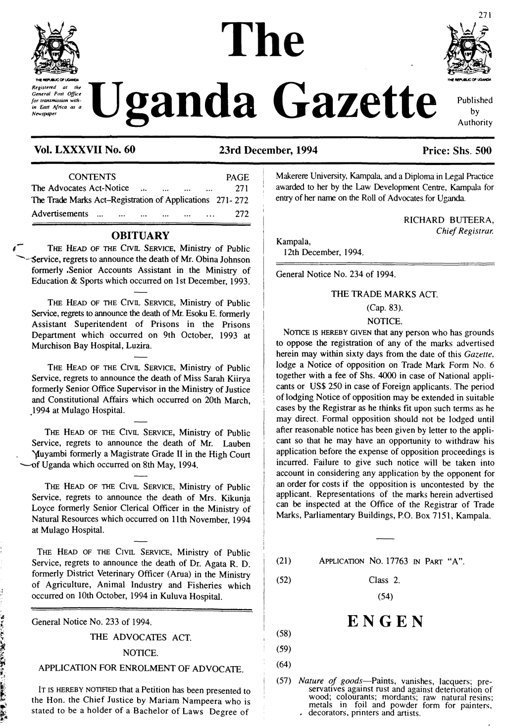 Uganda Gazette Rauthority