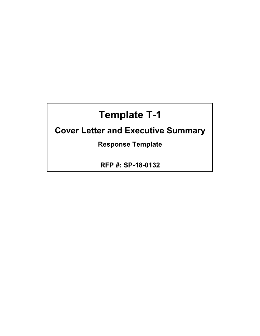 Template T-1 Cover Letter and Executive Summary Response Template