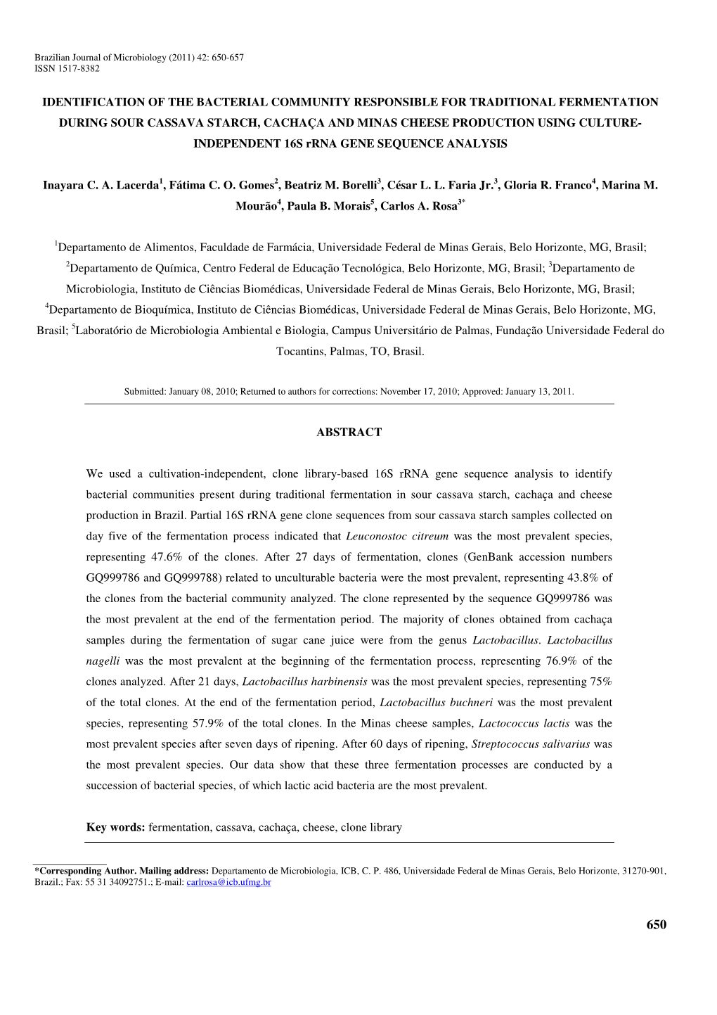 Identification of the Bacterial Community