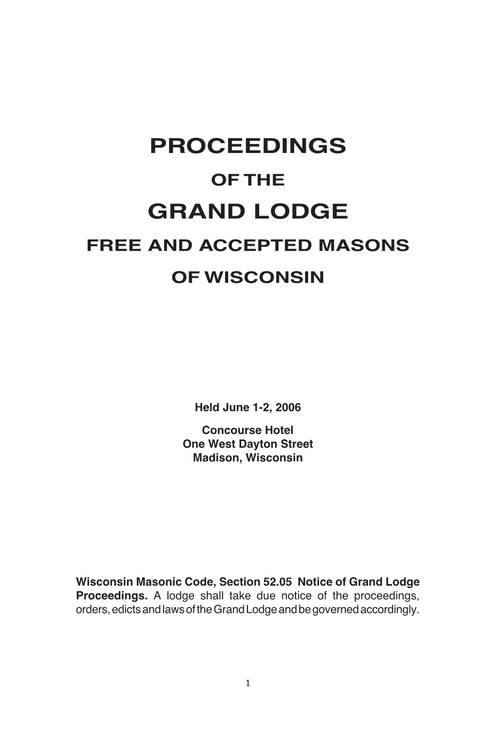 Proceedings Grand Lodge