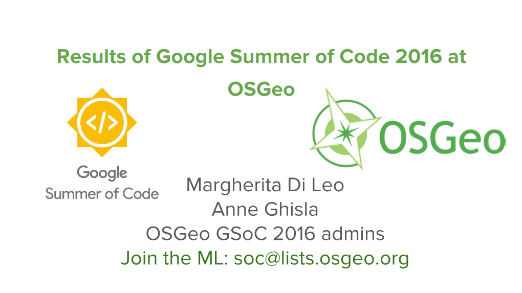 Results of Google Summer of Code 2016 at Osgeo