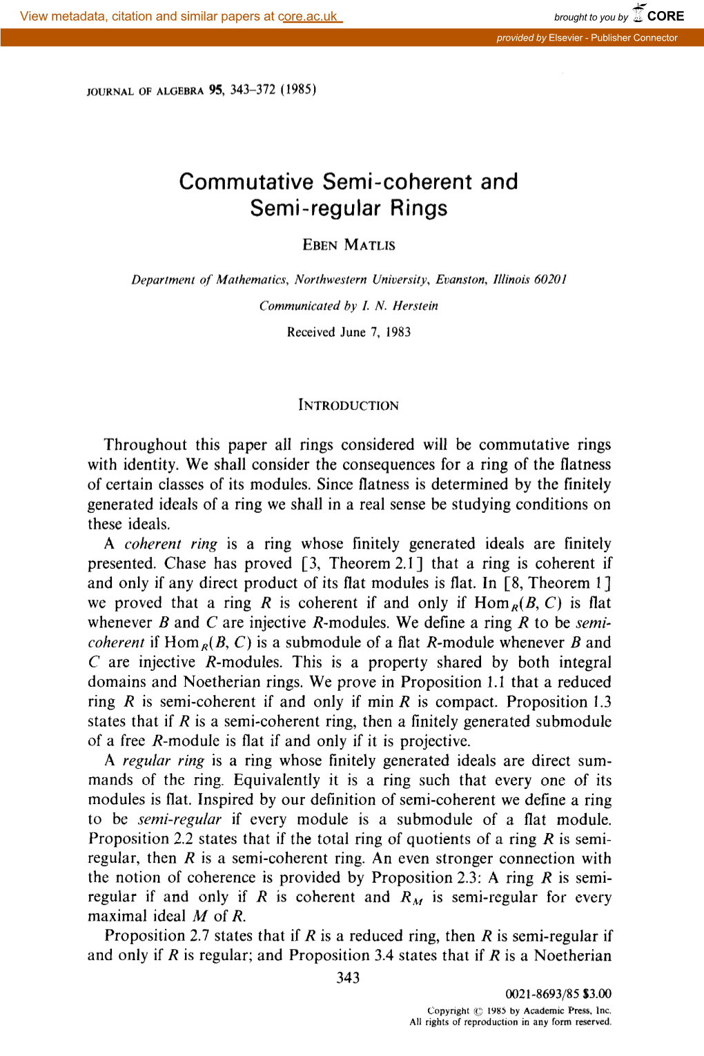 Commutative Semi-Coherent and Semi-Regular Rings