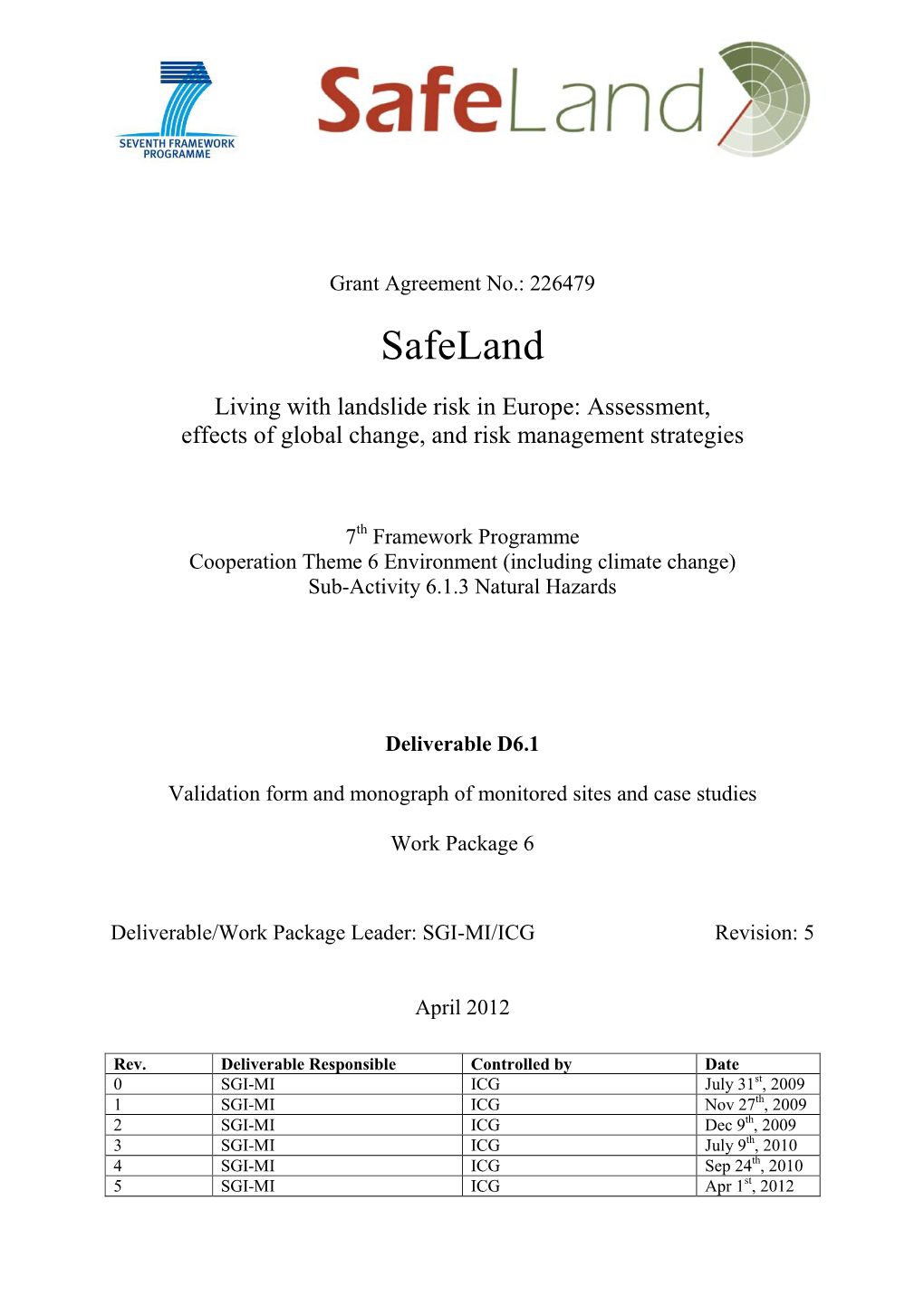 Validation Form and Monograph of Monitored Sites and Case Studies