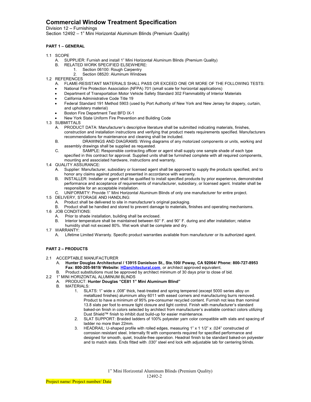 Commercial Window Treatment Specification s2