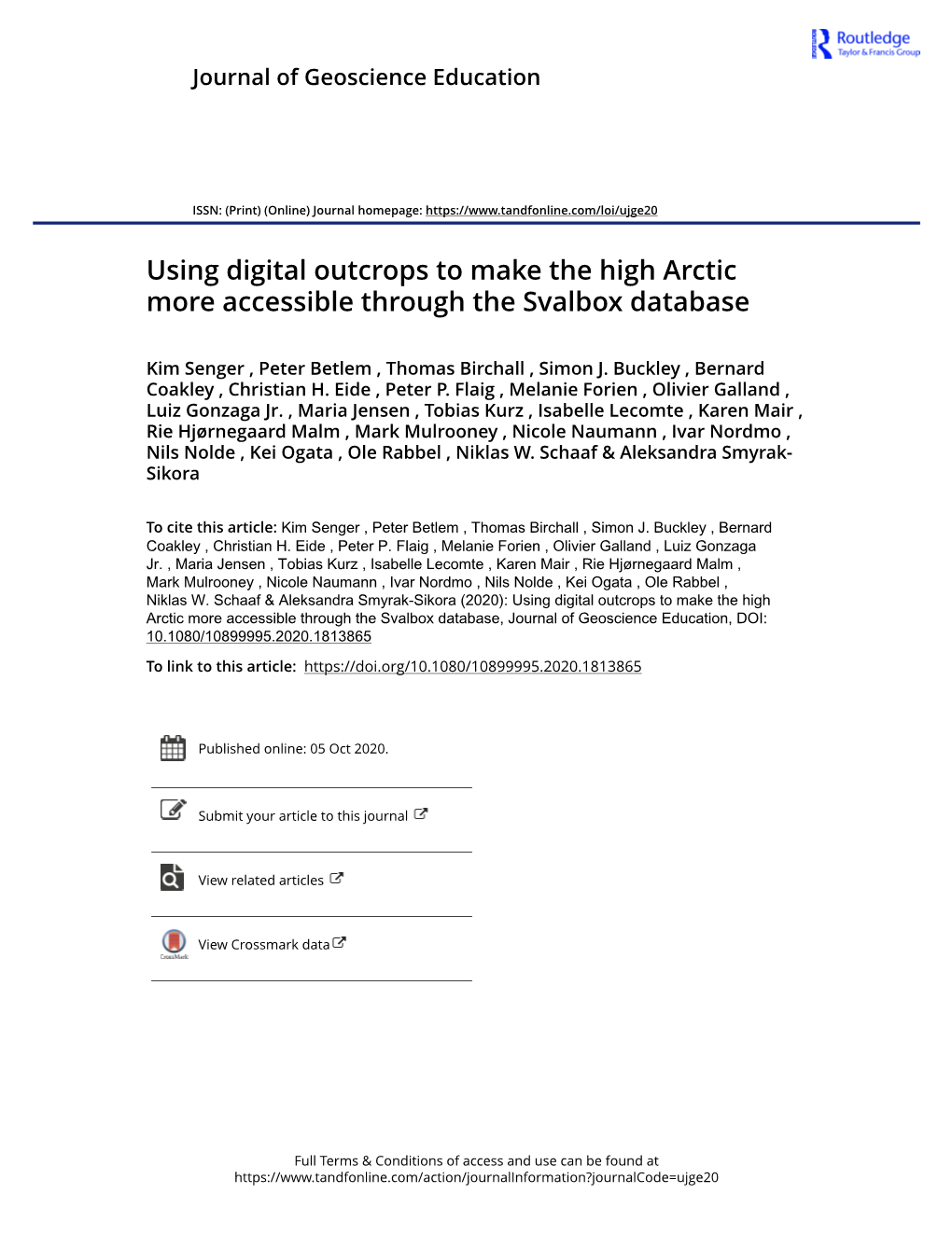 Using Digital Outcrops to Make the High Arctic More Accessible Through the Svalbox Database