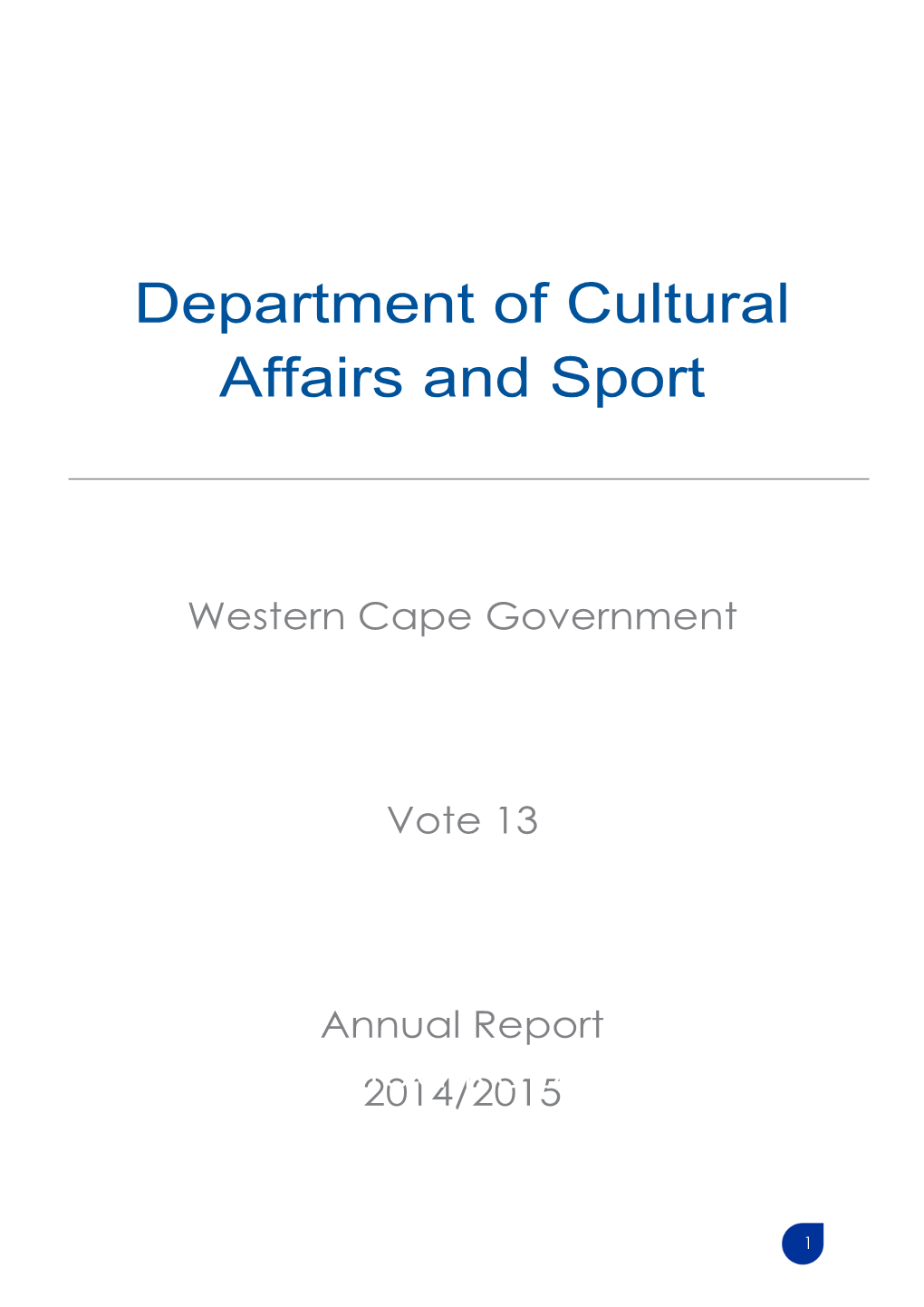 Department of Cultural Affairs and Sport