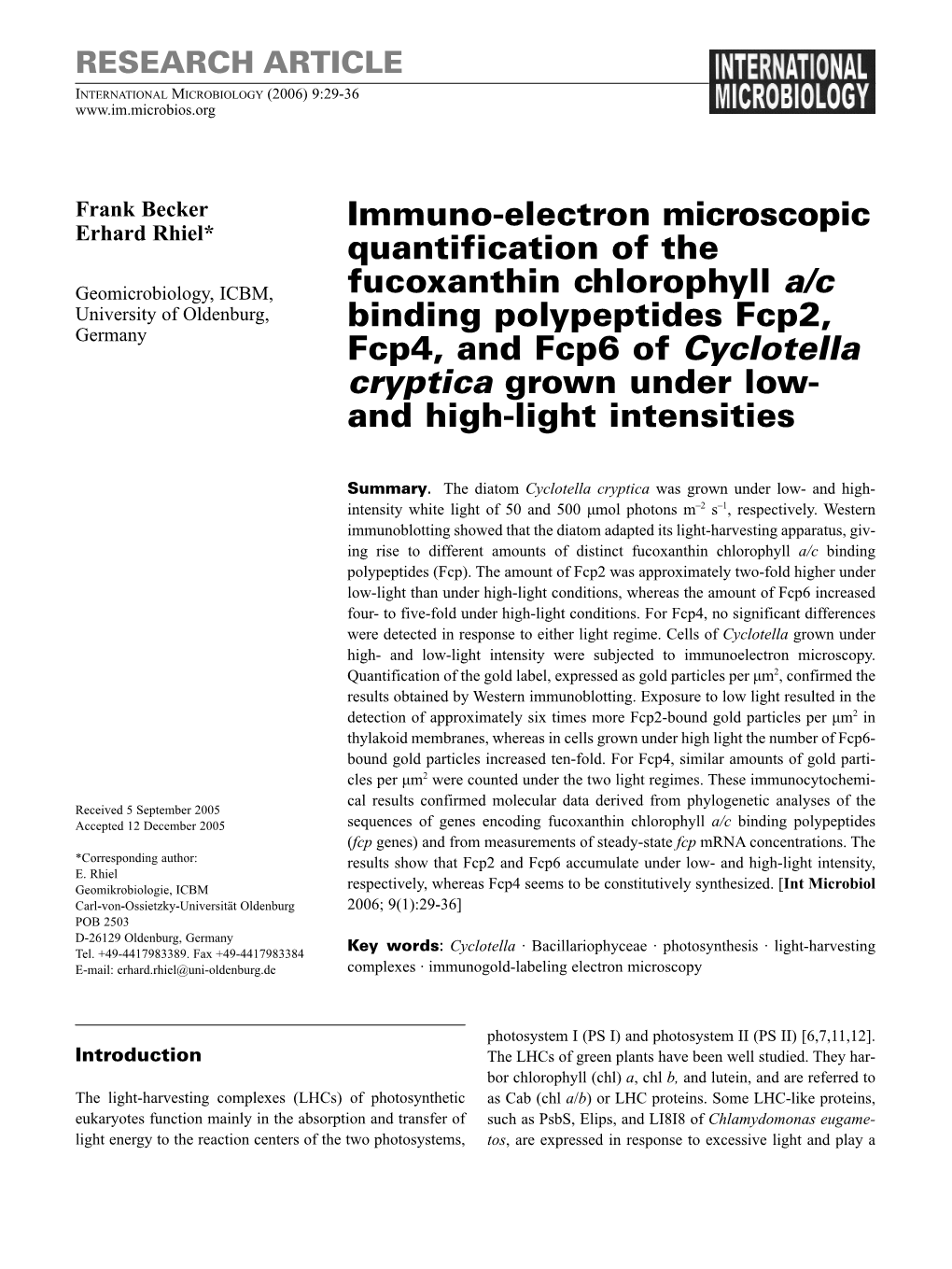 Immuno-Electron Microscopic Quantification of the Fucoxanthin