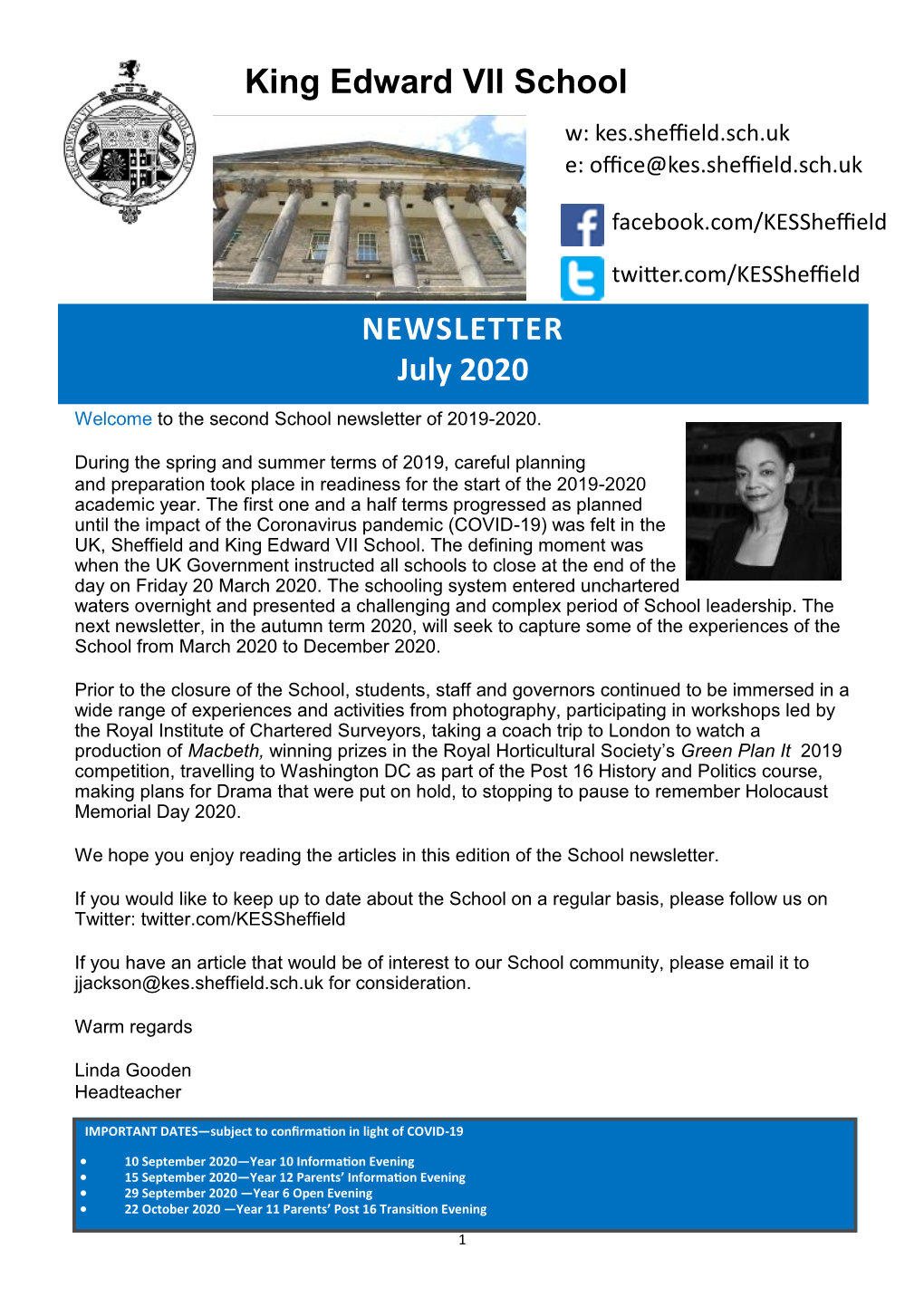 King Edward VII School NEWSLETTER July 2020