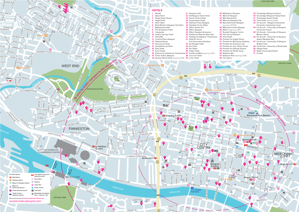 A City Centre Map with Hotel Listings in PDF Fomat