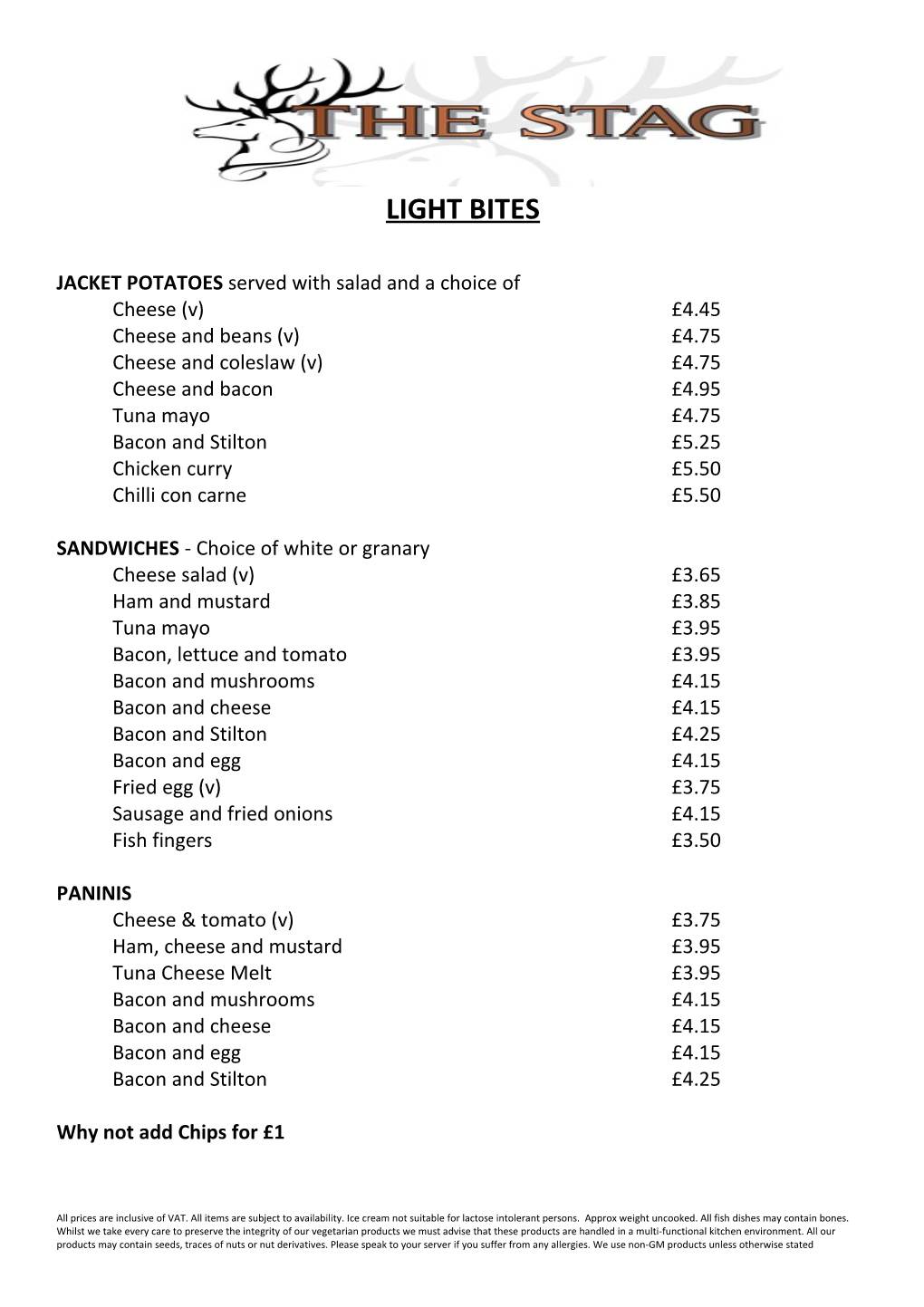 JACKET POTATOES Served with Salad and a Choice Of