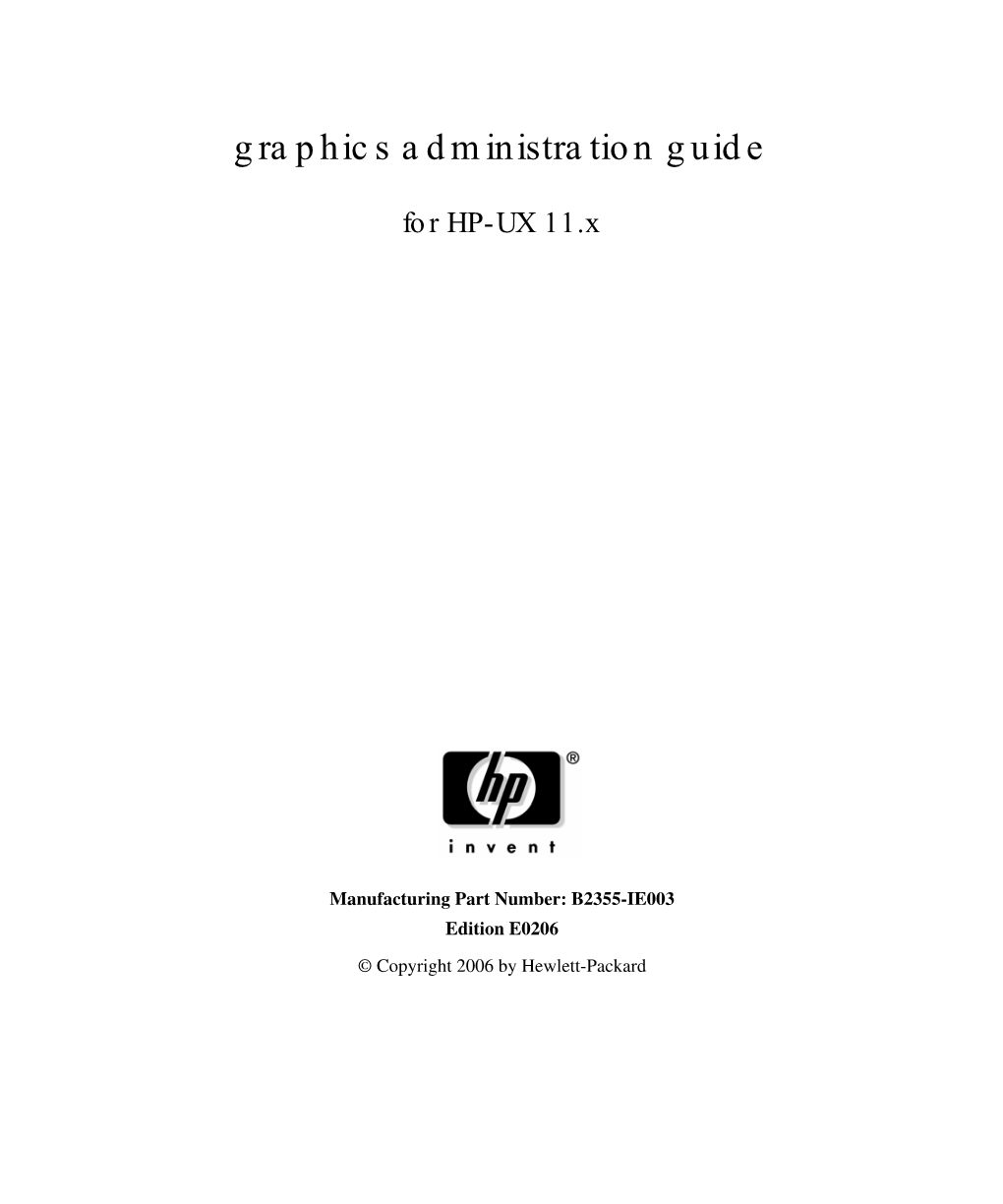 Graphics Administration Guide for HP-UX 11.X