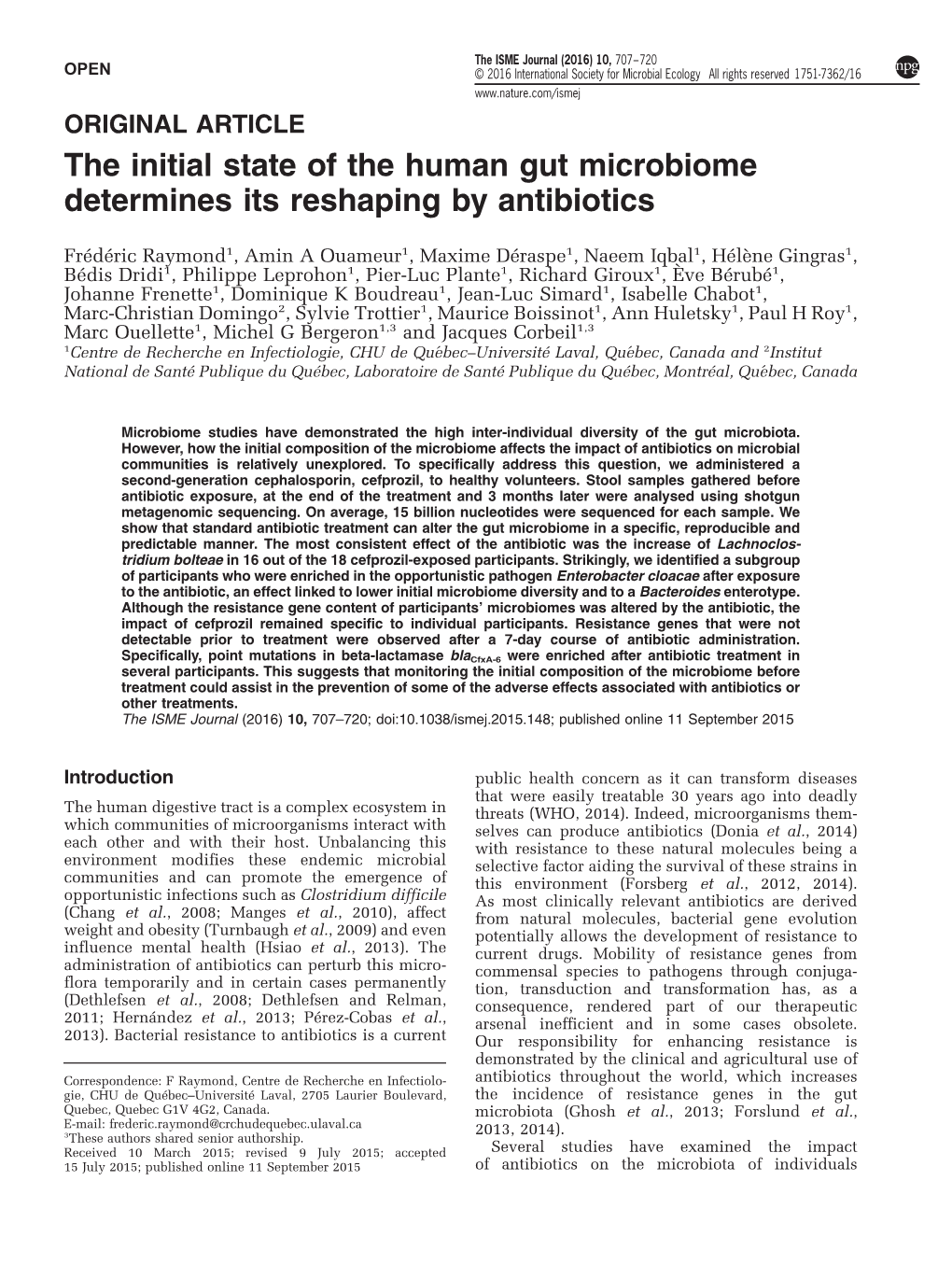 The Initial State of the Human Gut Microbiome Determines Its Reshaping by Antibiotics