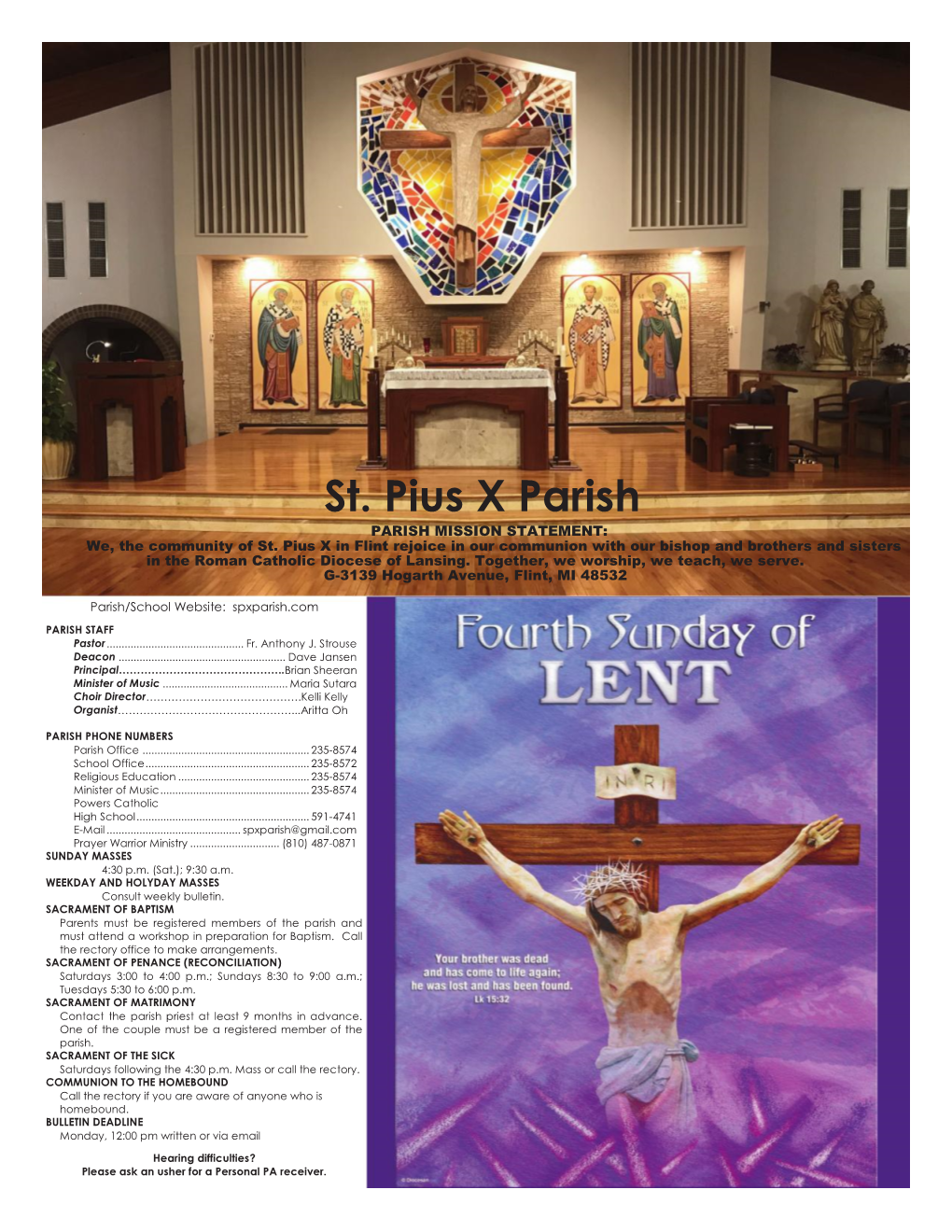 St. Pius X Parish PARISH MISSION STATEMENT: We, the Community of St