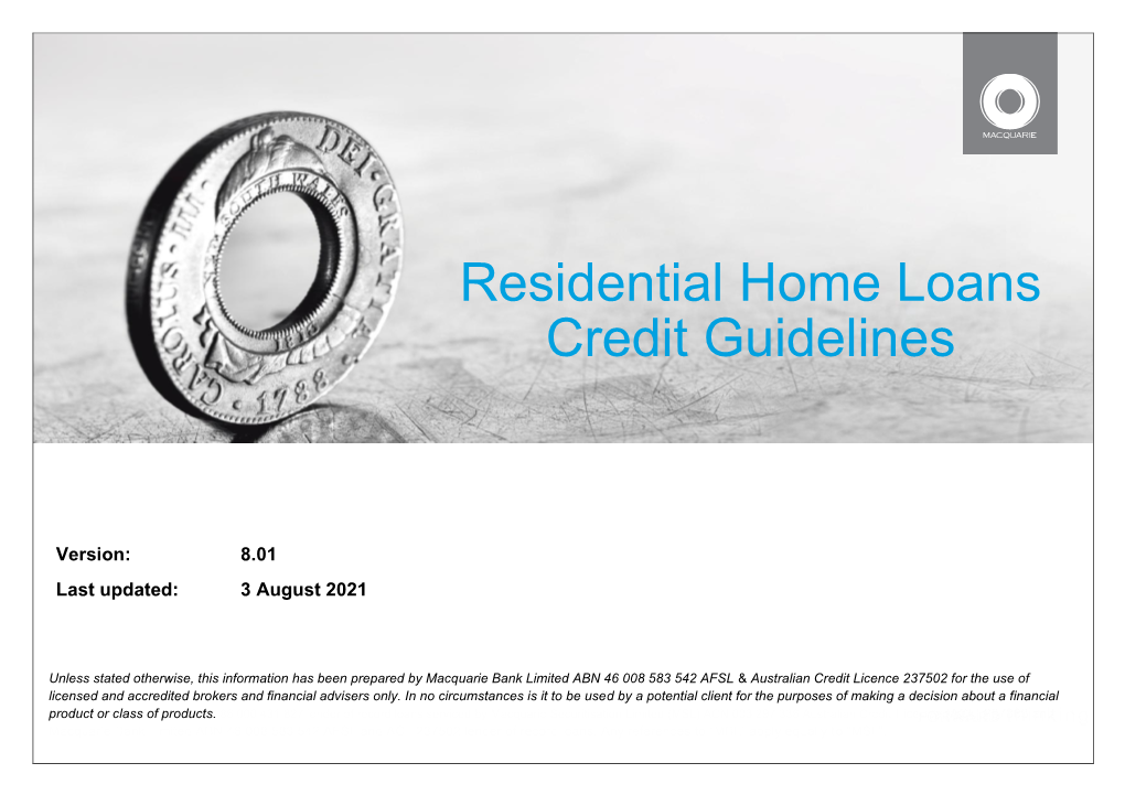 Residential Home Loans Credit Guidelines