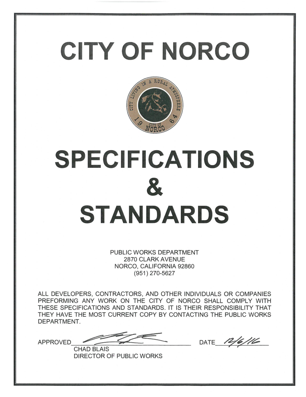 City of Norco Specifications and Standards