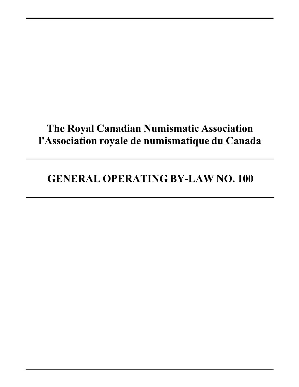 The Royal Canadian Numismatic Association L'association Royale De Numismatique Du Canada