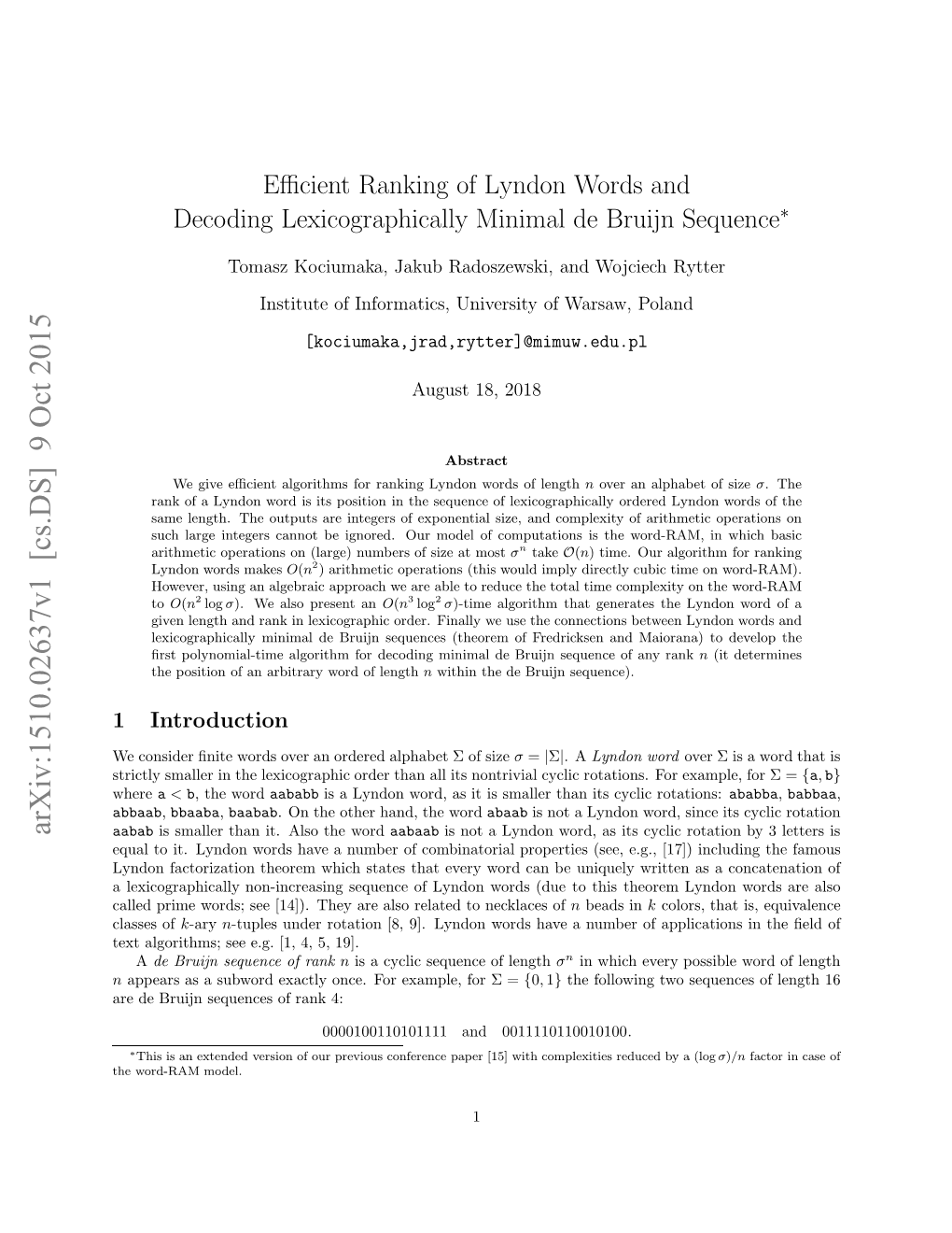 Efficient Ranking of Lyndon Words and Decoding Lexicographically