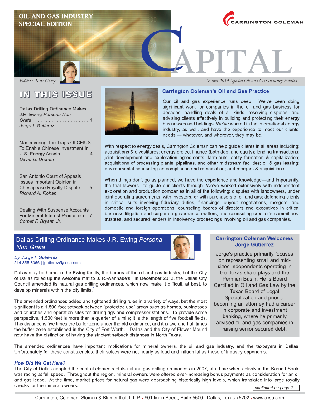 APITAL Editor: Kate Glaze March 2014 Special Oil and Gas Industry Edition