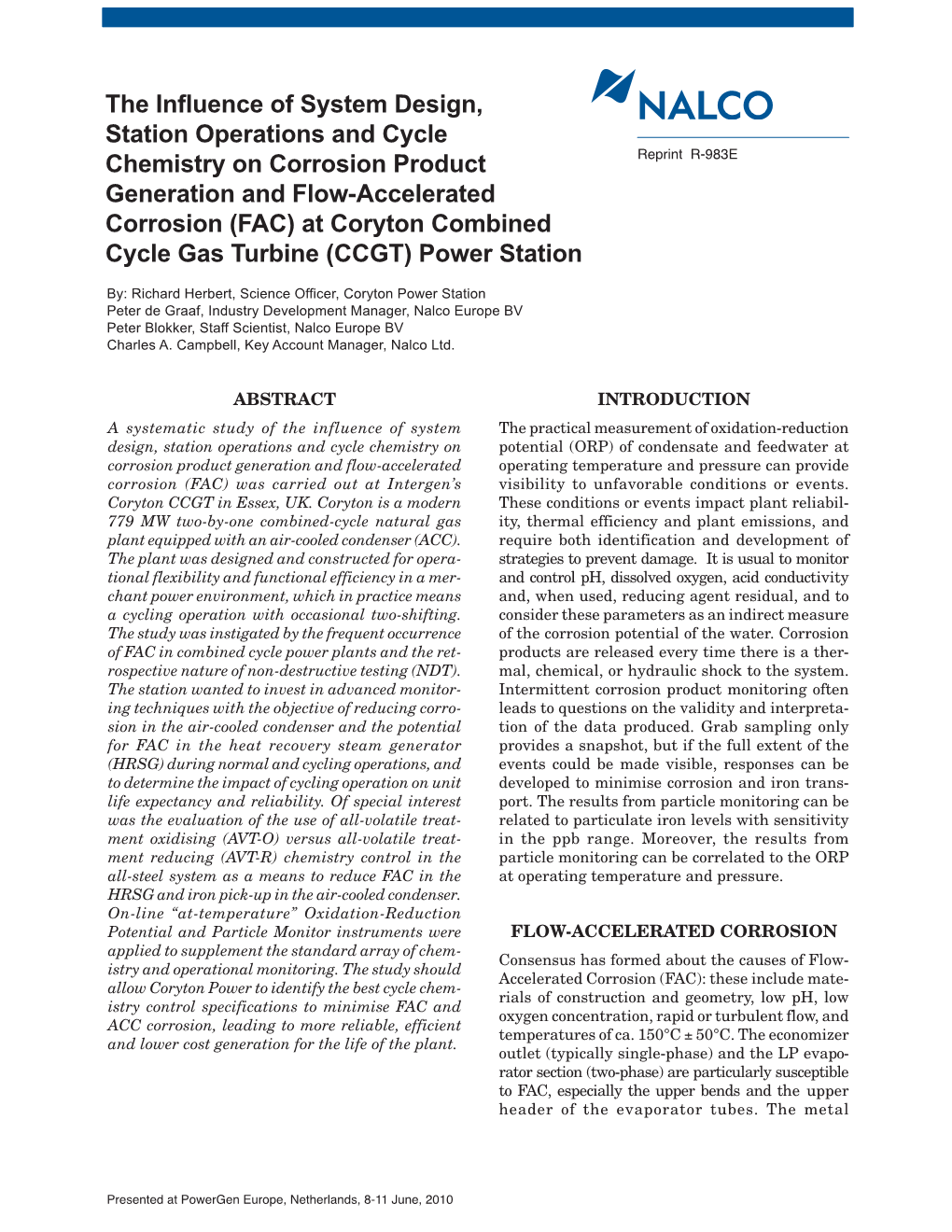 The Influence of System Design, Station Operations and Cycle Chemistry on Corrosion Product Generation and Flow-Accelerated Corr