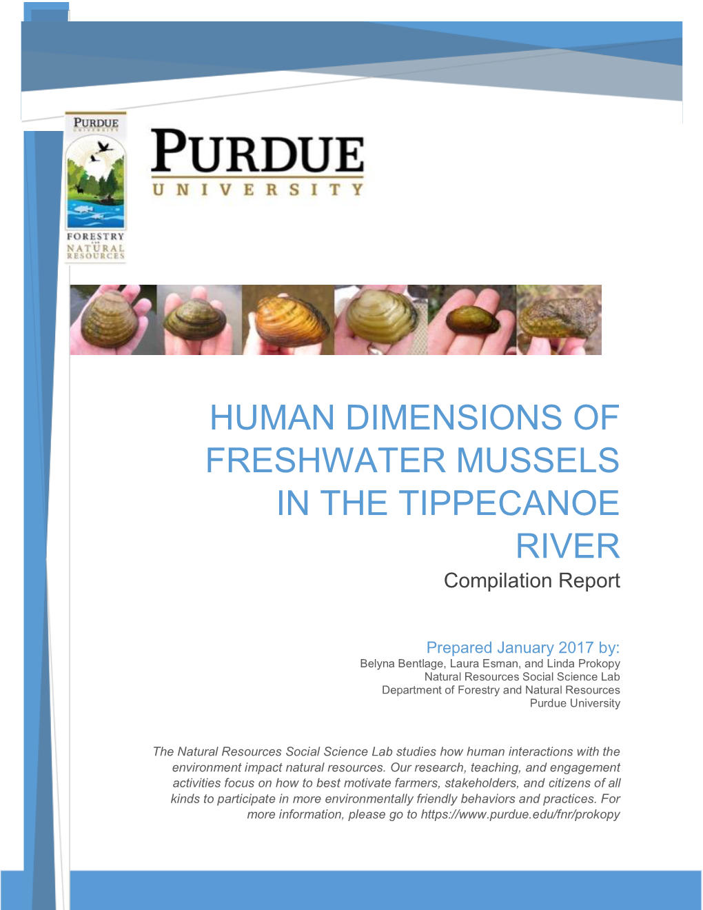 HUMAN DIMENSIONS of FRESHWATER MUSSELS in the TIPPECANOE RIVER Compilation Report