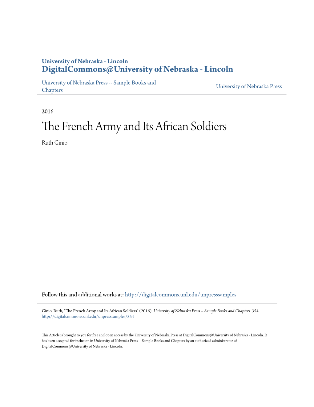 The French Army and Its African Soldiers