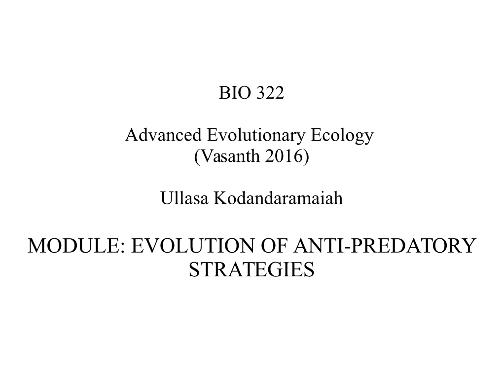 Evolution of Anti-Predatory Strategies