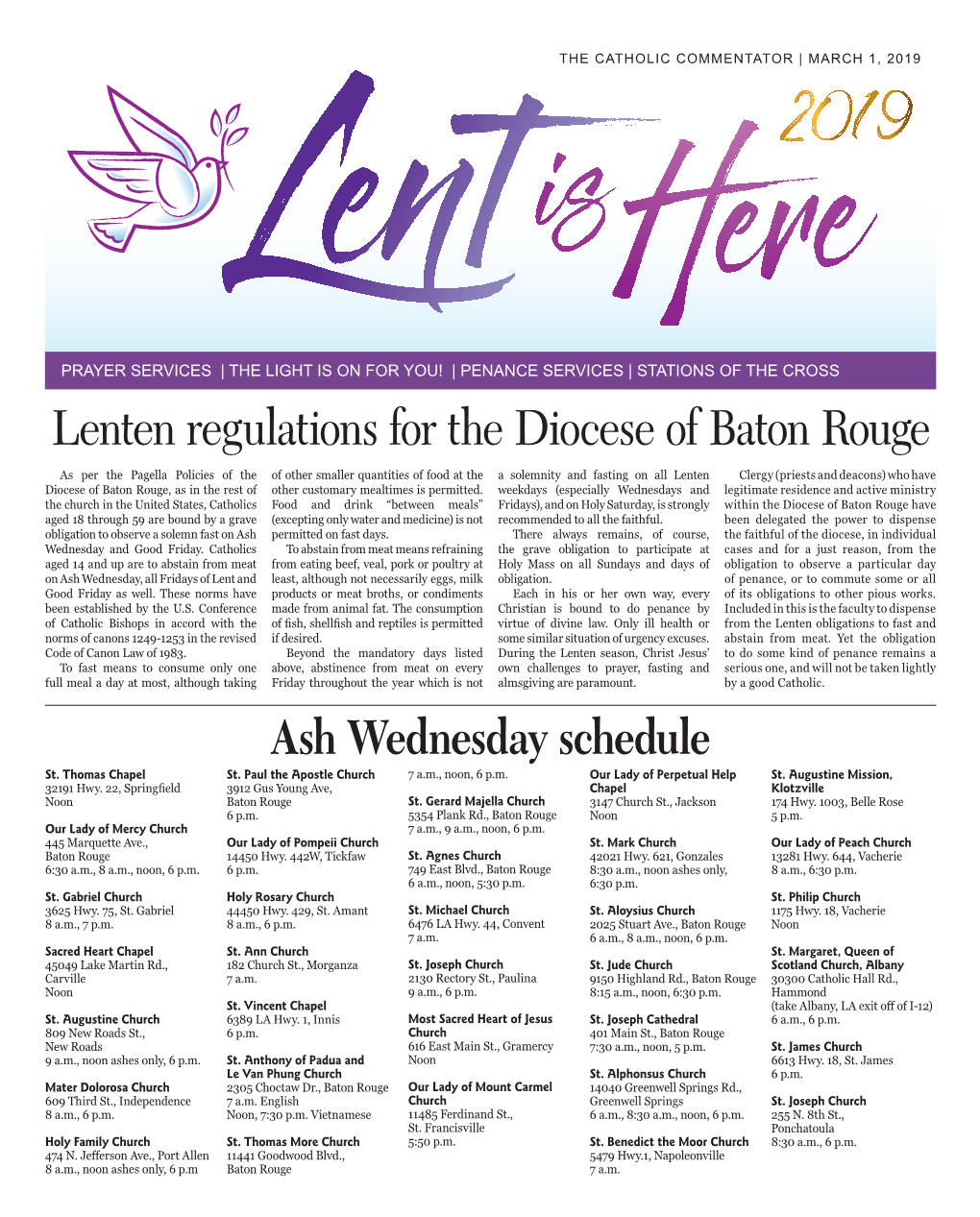 Lenten Regulations for the Diocese of Baton Rouge