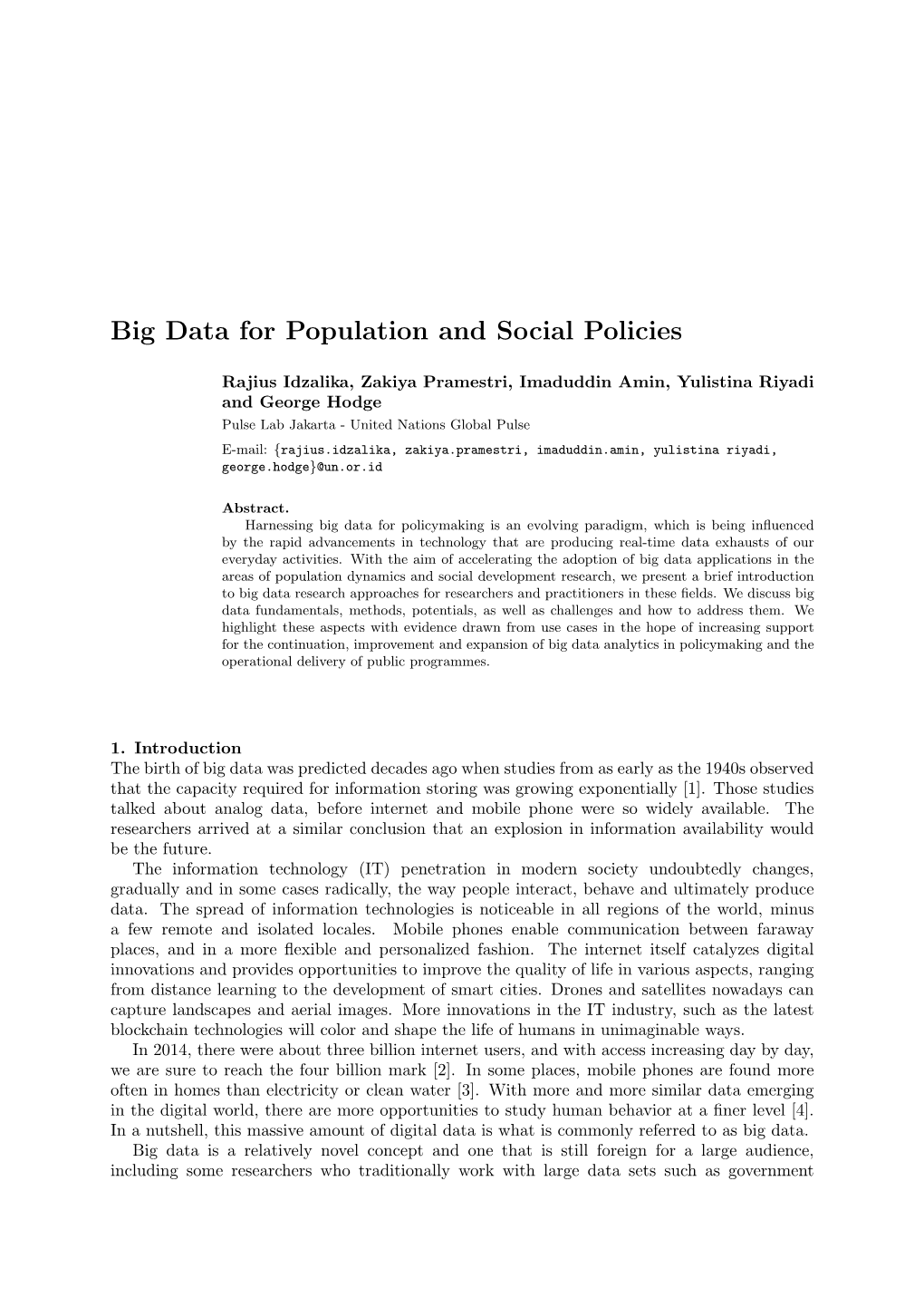 Big Data for Population and Social Policies