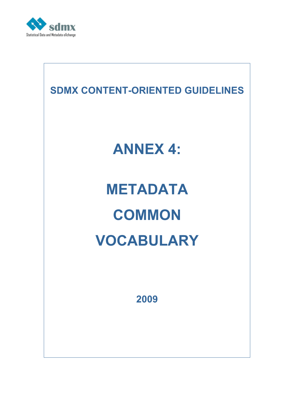 Sdmx Content-Oriented Guidelines