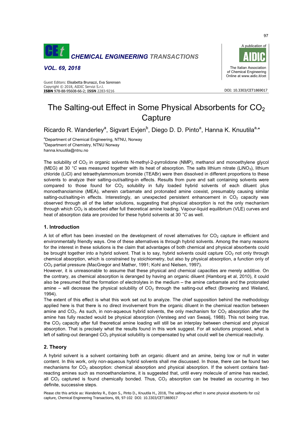 The Salting-Out Effect in Some Physical Absorbents for CO2 Capture