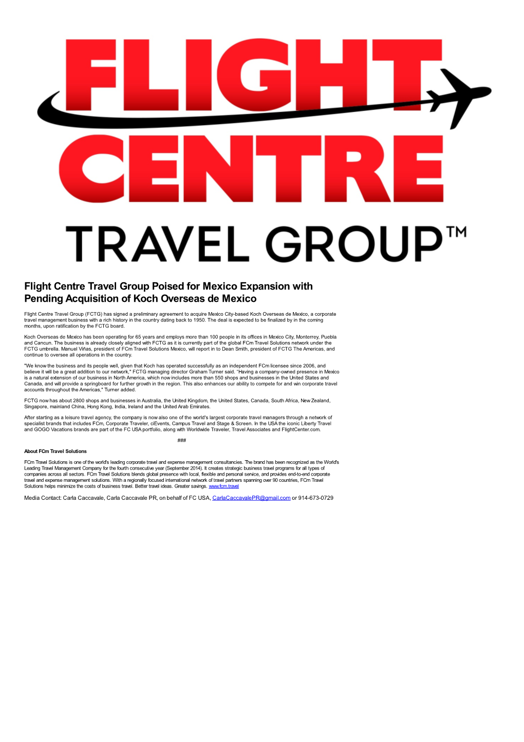 Flight Centre Travel Group Poised for Mexico Expansion with Pending Acquisition of Koch Overseas De Mexico