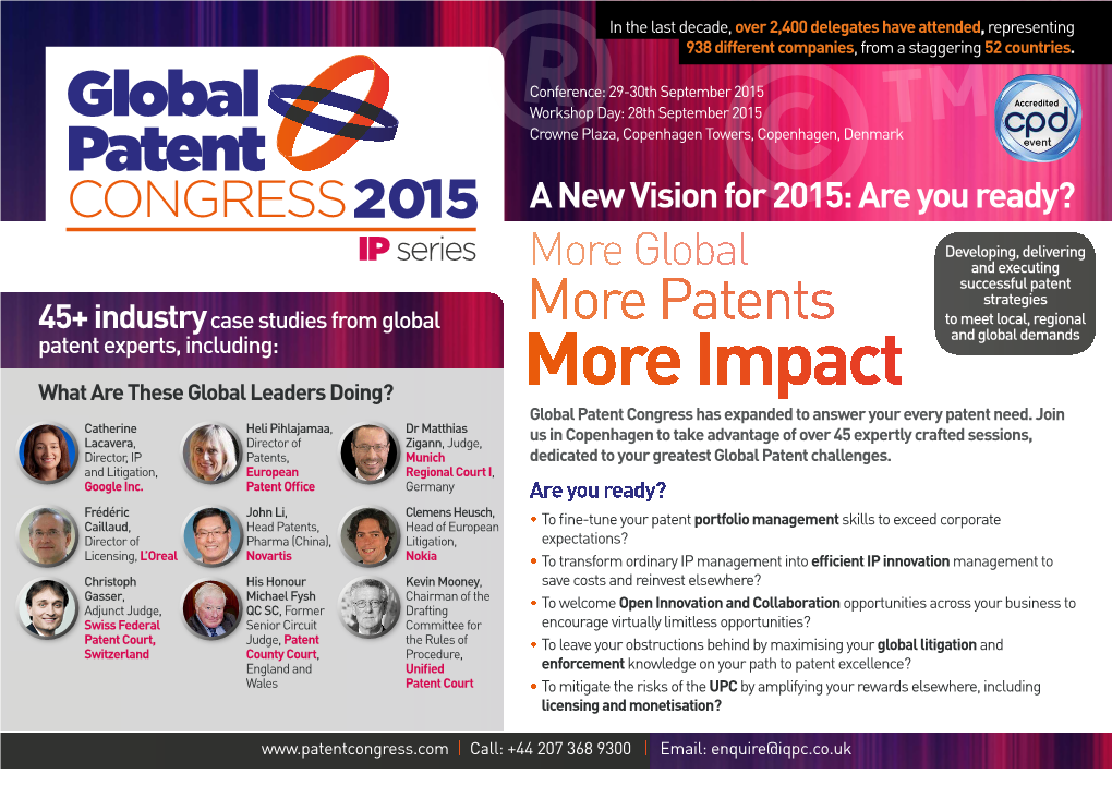 Impact Global Patent Congress Has Expanded to Answer Your Every Patent Need