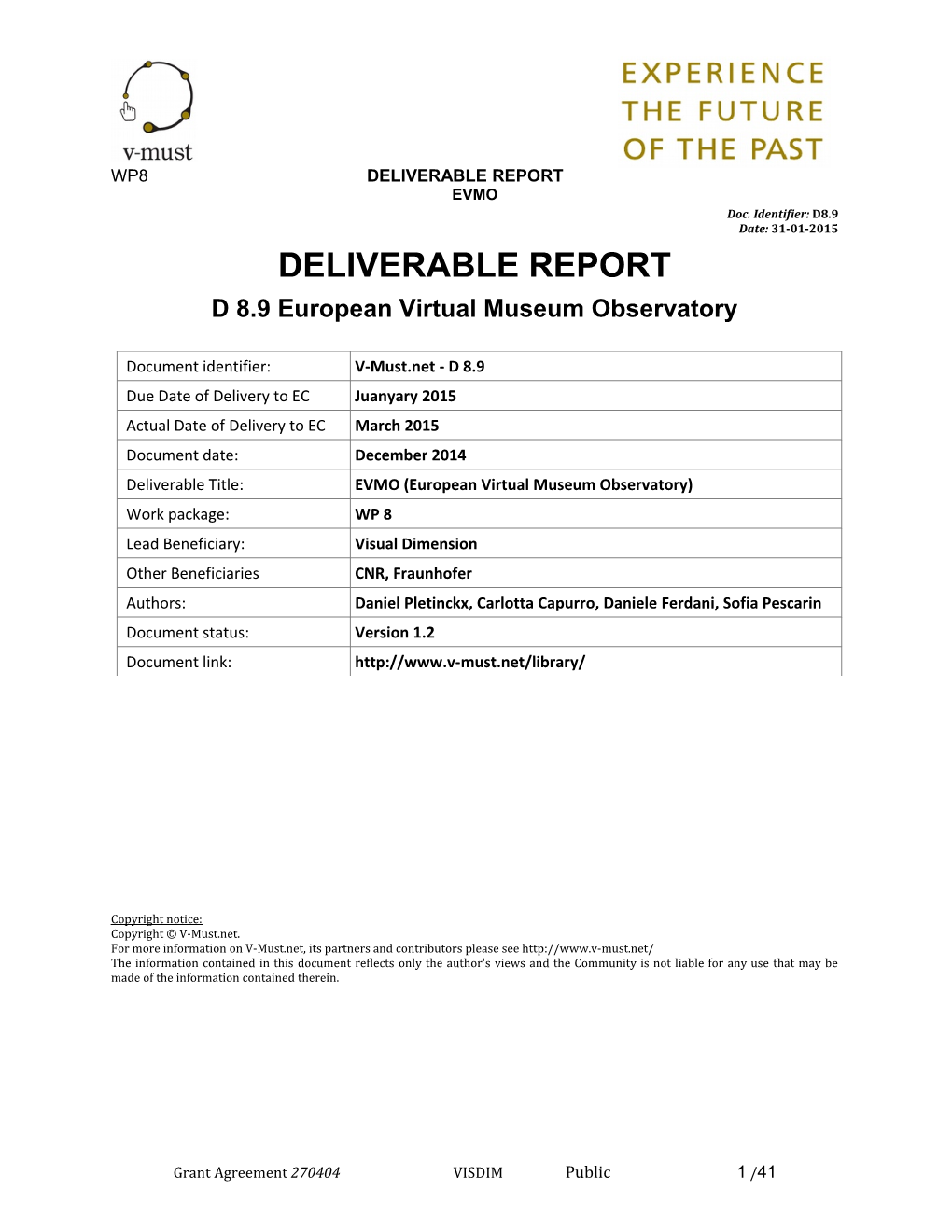 DELIVERABLE REPORT EVMO Doc