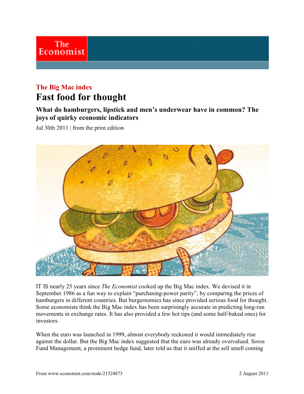 The Big Mac Index: Fast Food for Thought